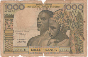 West African States 1000 Francs, 1959-65, P. 603