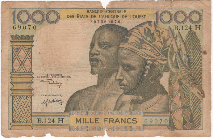 West African States 1000 Francs, 1959-65, P. 603