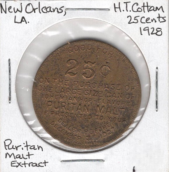 New Orleans, LA, H. T. Cottam & Co., 25¢