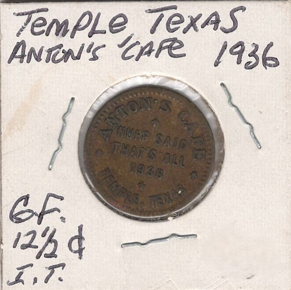 Temple, TX, Anton's Cafe, 12 1/2¢