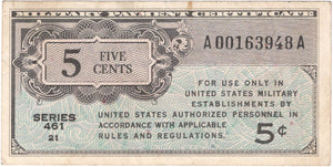 United States Military Payment Certificate 5¢, Series 461