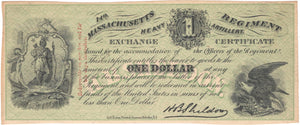 Massachusetts, Sutler: H.B. Sheldon $1, 1860's