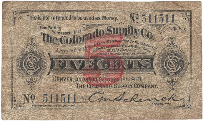 Denver-Colorado, The Colorado Supply Co. 5¢, 1910