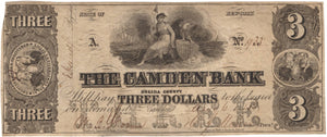 Camden-New York, The Camden Bank $3, 1848