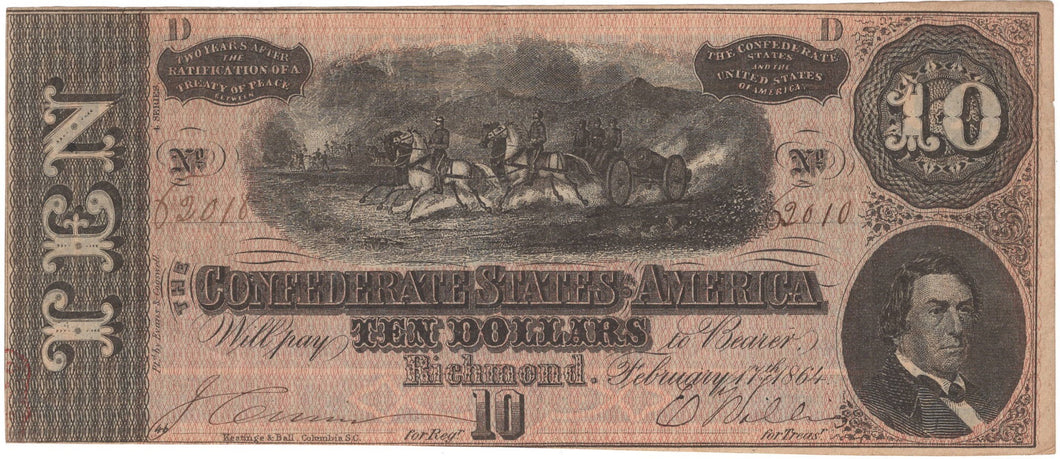 Confederate States of America $10, 1864