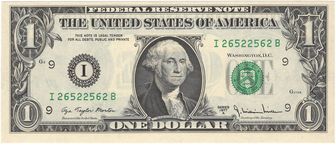 Fancy Serial Number, Radar $1 U.S., 1977, FR. 1910-I