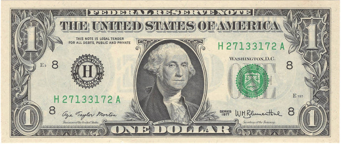 Fancy Serial Number, Radar $1 U.S., 1977, FR. 1909-H