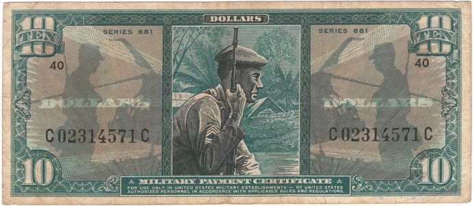 United States Military Payment Certificate $10, Series 681