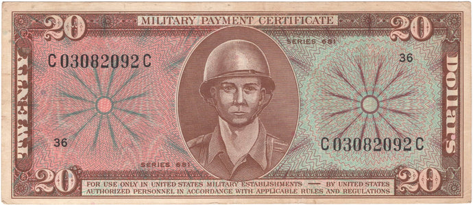 United States Military Payment Certificate $20, Series 681