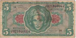 United States Military Payment Certificate $5, Series 641