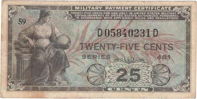 United States Military Payment Certificate 25¢, Series 481