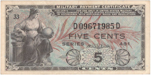 United States Military Payment Certificate 5¢, Series 481