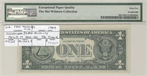 Federal Reserve Note $1 1969, Kansas City, FR. 1903-J (JA Block)