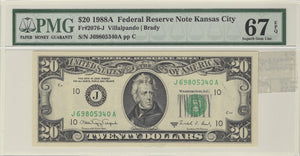 Federal Reserve Note $20 1988A, Kansas City, FR. 2076, Set of 3