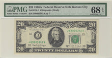 Federal Reserve Note $20 1988A, Kansas City, FR. 2076, Set of 3