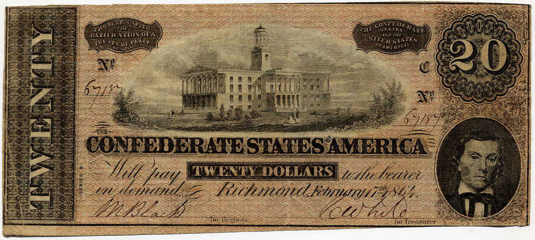 Confederate States of America $20, Richmond, February 17, 1864