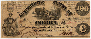 Confederate States of America $100, Richmond, September 2, 1861