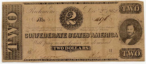 Confederate States of America $2, December 2, 1862