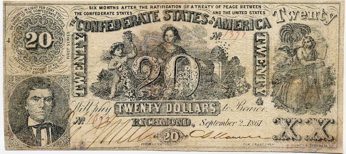 Confederate States of America $20, September 2, 1861
