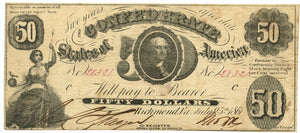 Confederate States of America $50, July 25, 1861