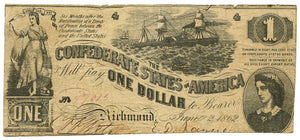 Confederate States of America $1, June 2, 1862