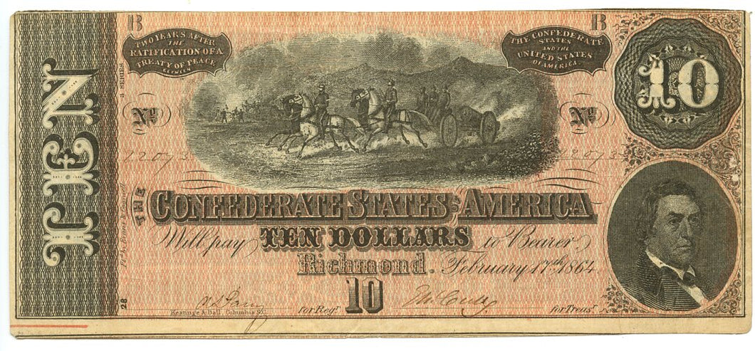 Confederate States of America $10, February 17, 1864