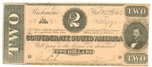 Confederate States of America $2, February 17, 1864