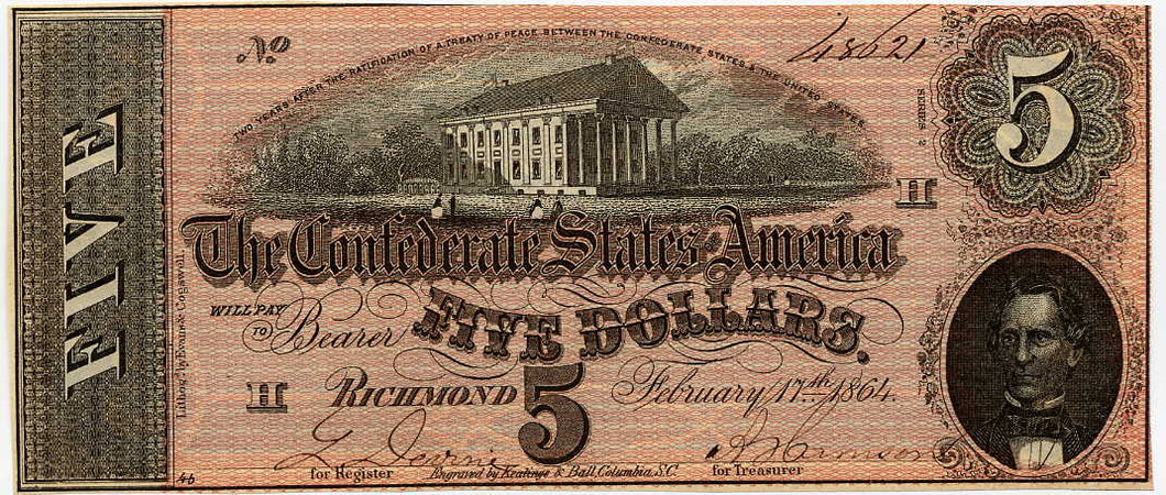 Confederate States of America $5, Richmond, February 17, 1864