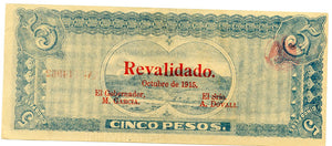 Mexico 5 Pesos, 1914/15, P. M1507A