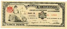 Mexico 5 Pesos, 1914/15, P. M1507A