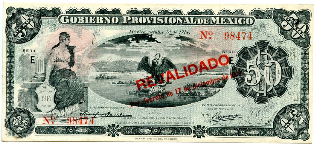 Mexico 50 Pesos, 1914, P. M1243G