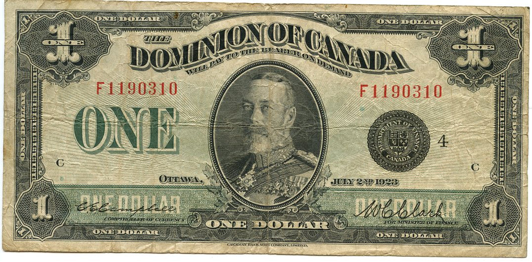Canada $1, 1923, P. DC25o