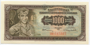 Yugoslavia 1000 Dinara, 1955, P. 71B