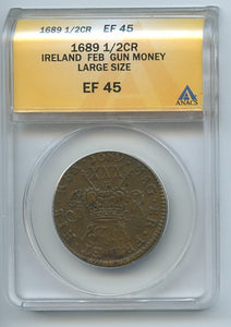 Ireland 1/2CR Gun Money, 1689