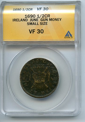 Ireland 1/2CR Gun Money, 1690