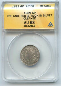 Ireland 6P Struck in Silver, 1689