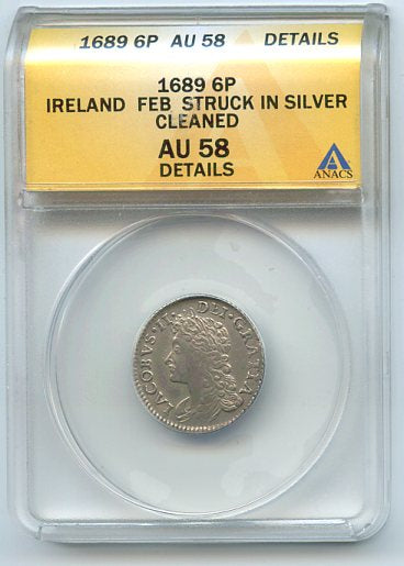 Ireland 6P Struck in Silver, 1689