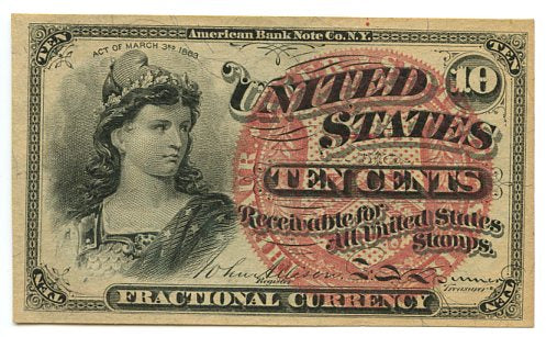 10 Cents, U.S. Fractional Currency, 4th Issue, 1869/75, FR. 1257