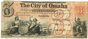 Nebraska-Omaha City, The City of Omaha $3, October 1, 1857