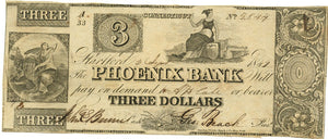 Connecticut-Hartford, Phoenix Bank $3, September 2, 1849