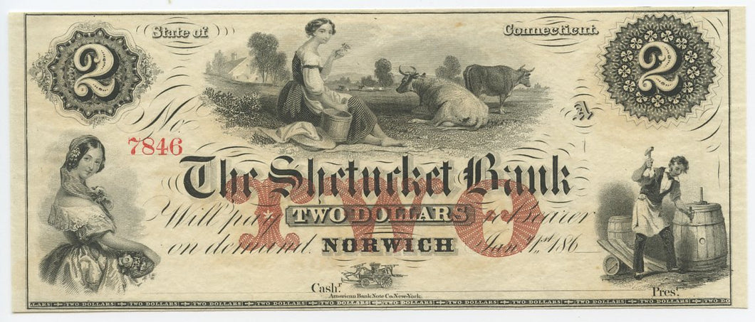 Connecticut-Norwich, The Shetucket Bank $2, 186_
