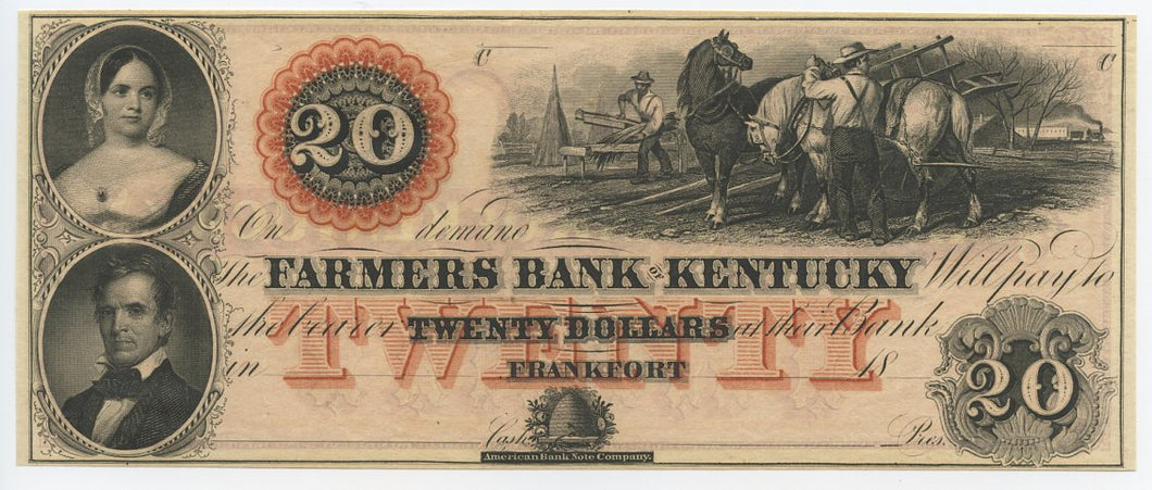 Kentucky-Frankfort, Farmers Bank of Kentucky $20, 18_