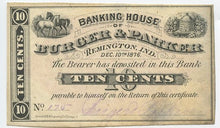 Indiana-Remington, Banking House of Burger & Parker 10 Cents, December 10, 1876