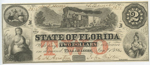 Florida-Tallahassee, The State of Florida $2, January 1, 1864
