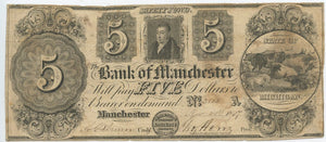 Michigan-Manchester, The Bank of Manchester $5, November 20, 1837