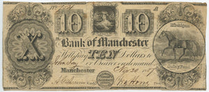 Michigan-Manchester, The Bank of Manchester $10, November 20, 1837