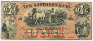 Indiana-New Albany, The Southern Bank of New Albany Indiana $1, March 1, 1859