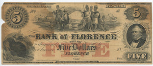 Nebraska-Florence, The Bank of Florence $5, 18_
