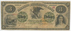 Maryland-Greensborough, The Farmers and Merchants Bank $3, August 15, 1862