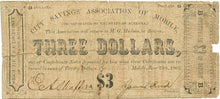 Alabama-Mobile, City Savings Association of Mobile $3, June 25, 1862